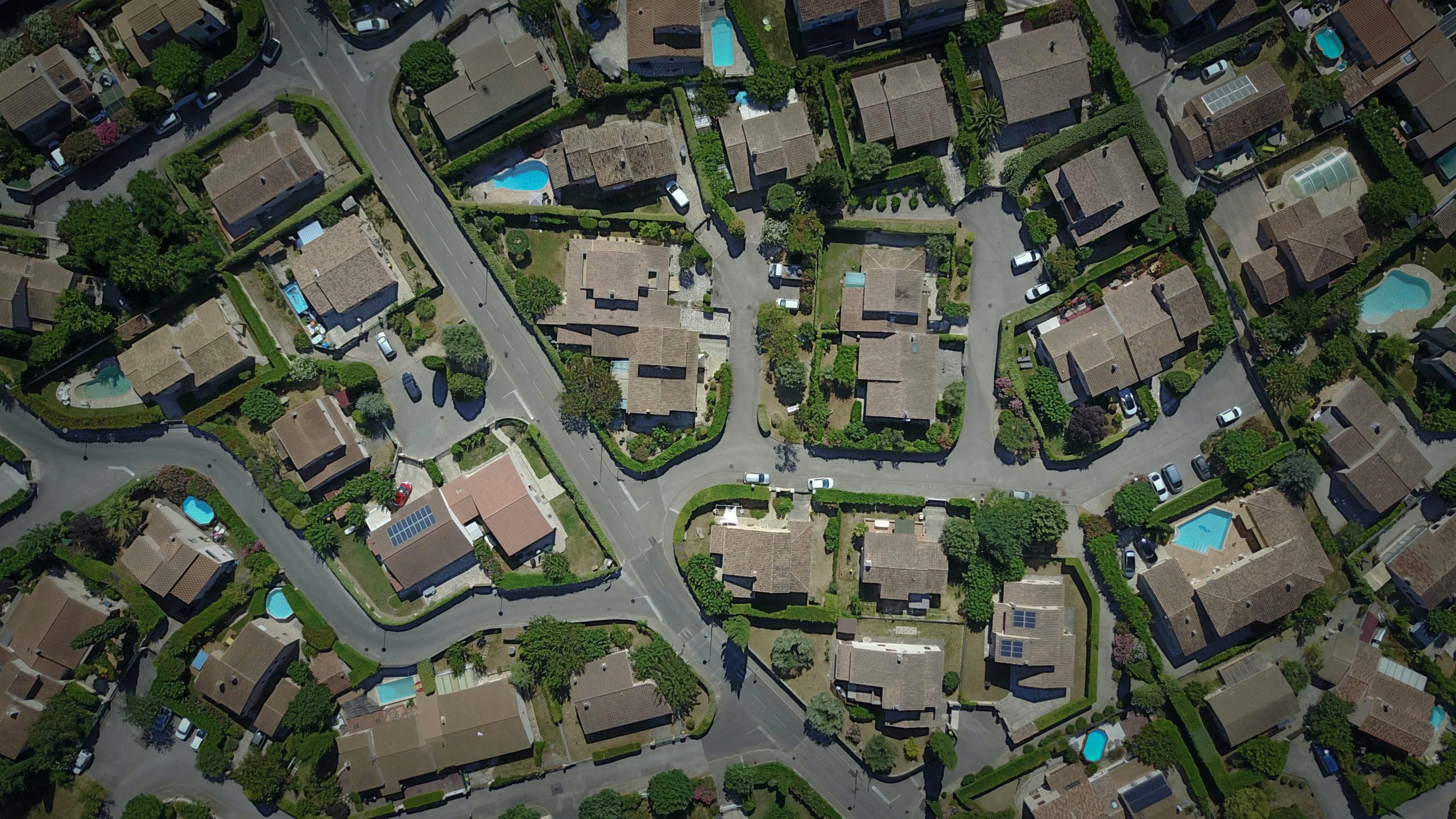 arial view of suburban neighborhood