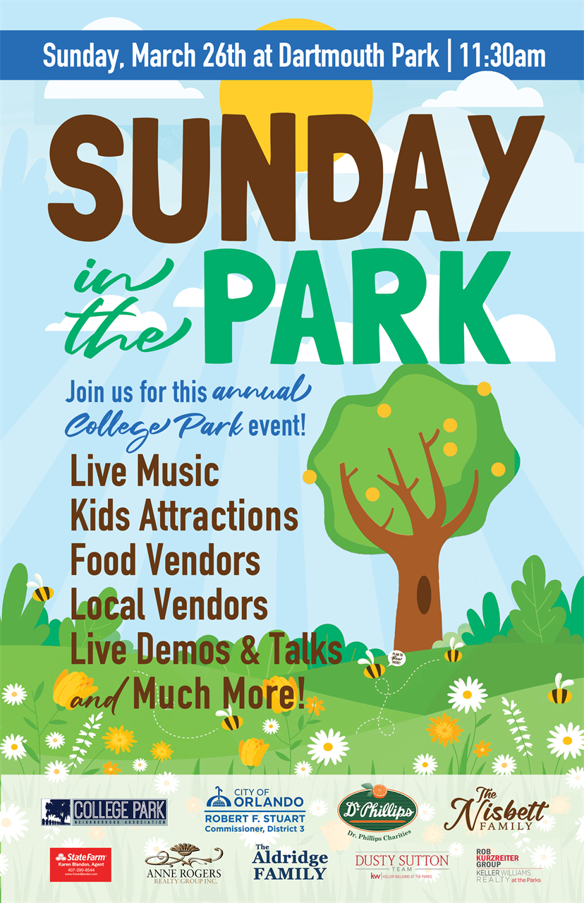Sunday in the Park this Sunday March 26th